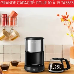 Cafetera MOULINEX Goteo Negra Inoxiable 15 TazasFG370811