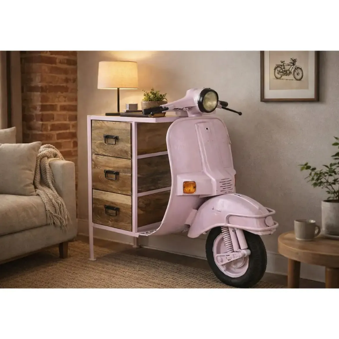 Cajonera Decorativa de Metal y Mango Moto Vespa MB-205013