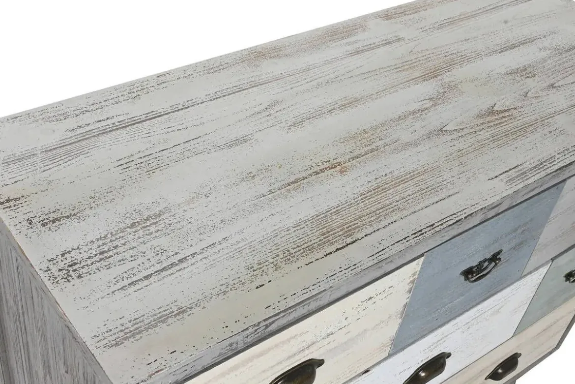 Cajonera de Madera de Abeto Envejecida Gris con 8 Cajones MB-217765