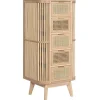 Cajonera de Madera de Abeto y Ratán Natural 5 Cajones MB-212469