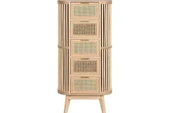Cajonera de Madera de Abeto y Ratán Natural 5 Cajones MB-212469