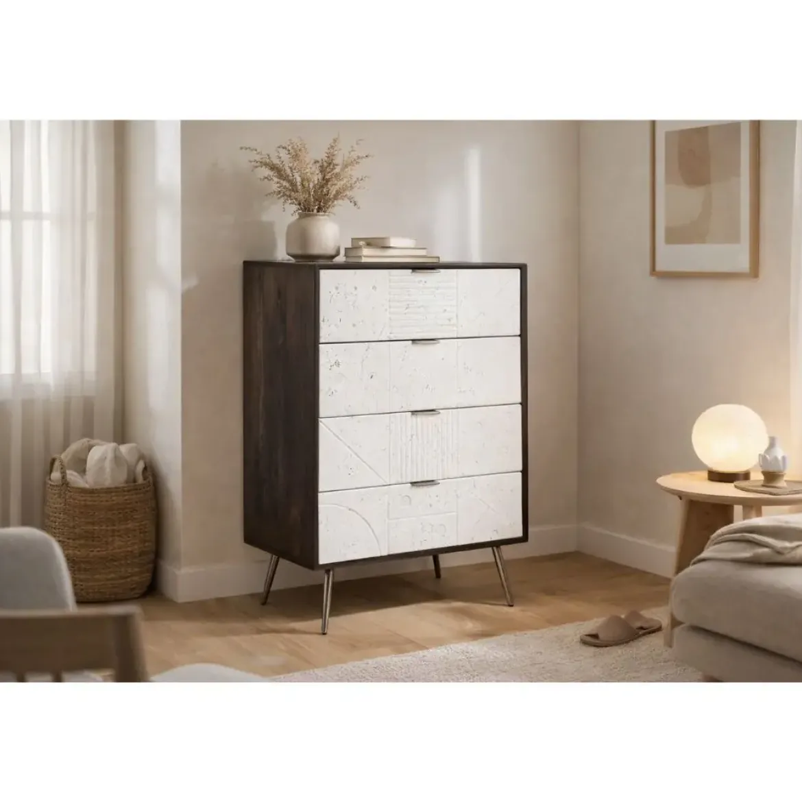 Cajonera de Madera de Mango Marrón Oscuro MB-206315