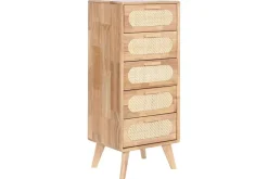 Cajonera de Madera Rubberwood con 5 Cajones de Ratán MB-212347
