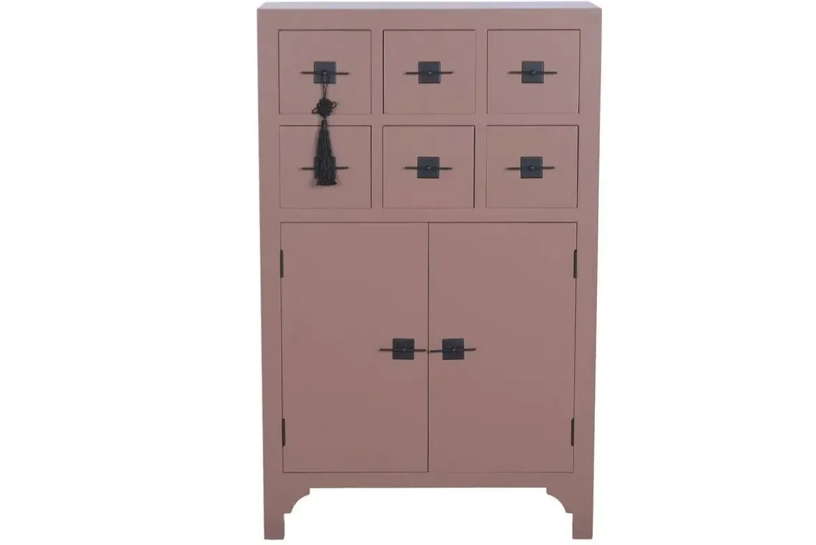 Cajonera Oriental de Madera Abeto con 6 Cajones Moka MB-230817