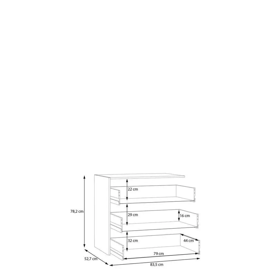 Cajonera para Armario de Melamina de 83,5 cm SHMC381-A18