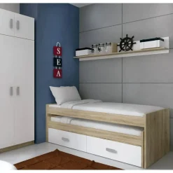 Cama Compacta con 2 Cajones color Blanco CHAMPION