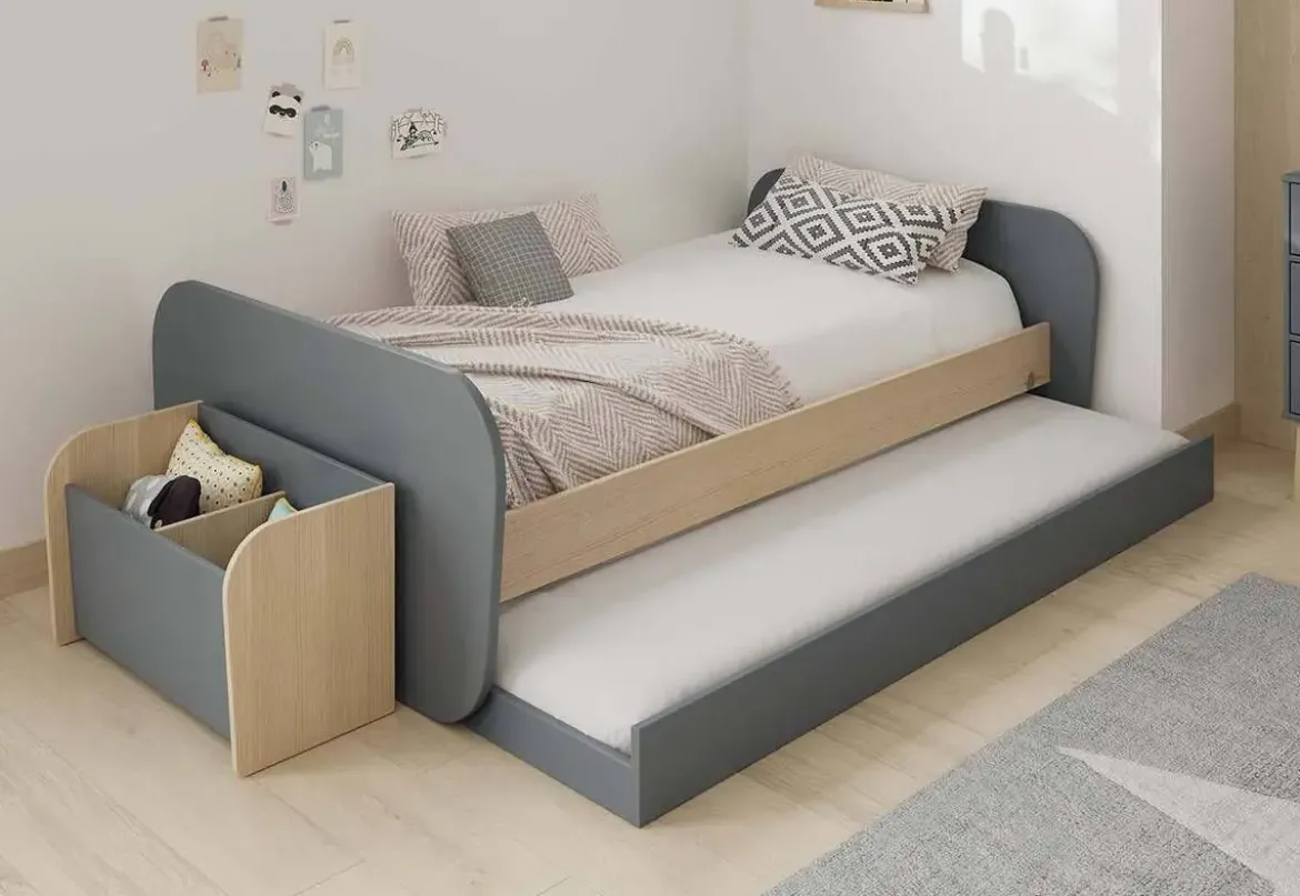 Cama con Cajón de Arrastre de color Verde ESTEBAN