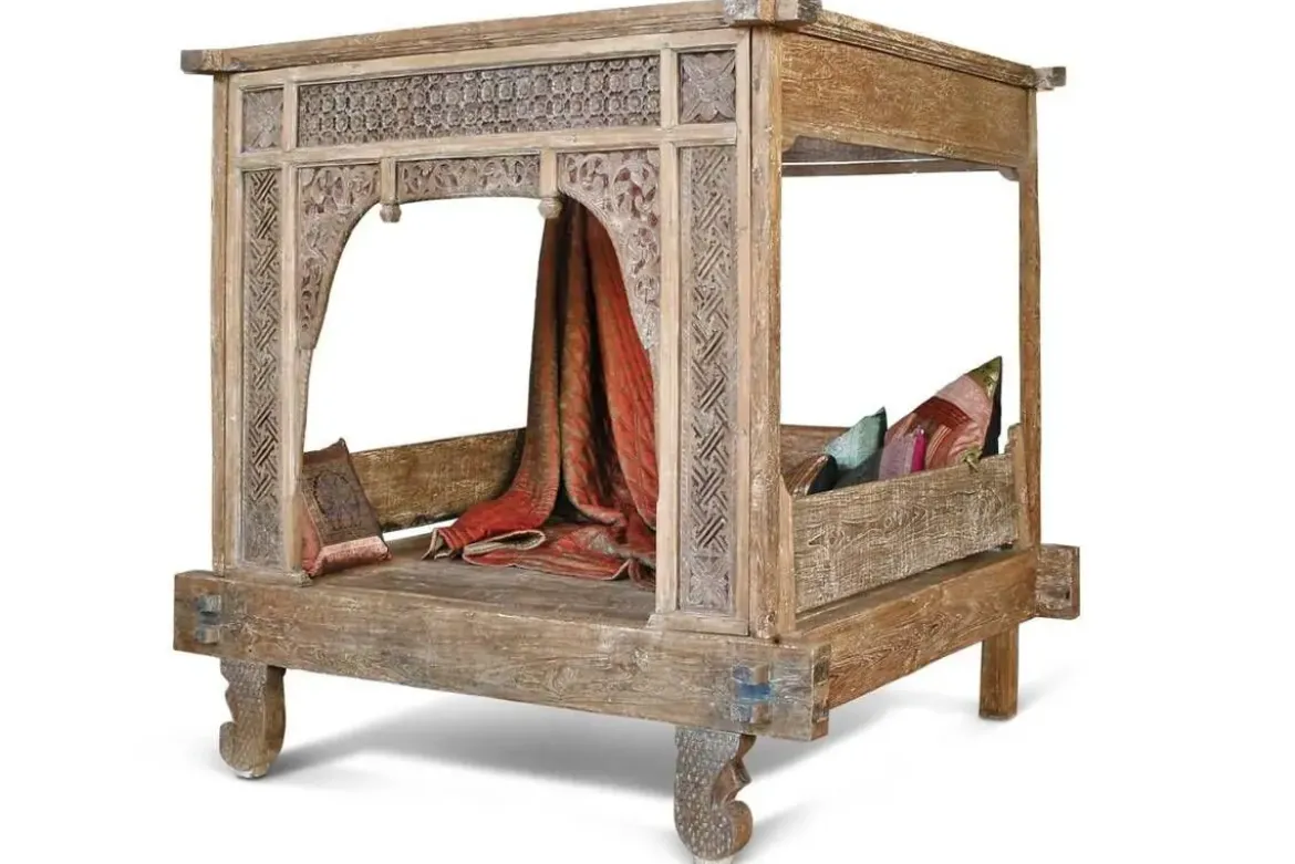 Cama con Dosel de Madera Caobilla 160x206 cm MB-213839