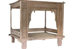 Cama con Dosel de Madera de Teca Tallada MB-220067