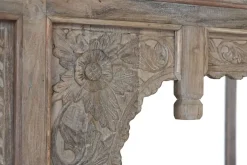 Cama con Dosel de Madera de Teca Tallada MB-220067