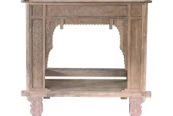 Cama con Dosel de Madera de Teca Tallada MB-220067