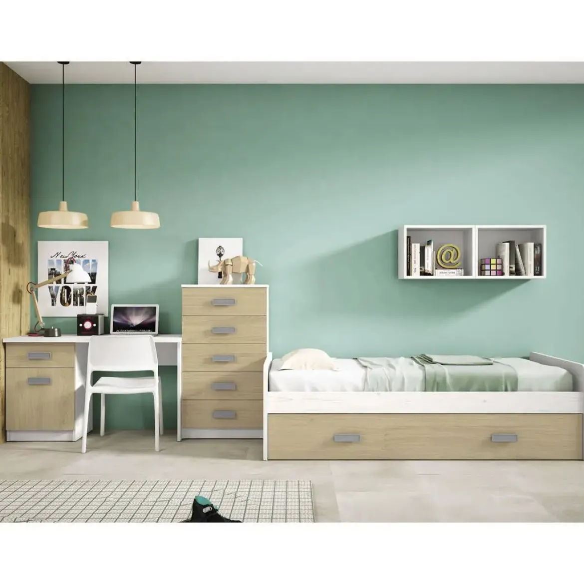 Cama Nido Juvenil con Frontal Realizada en Melamina DONALD