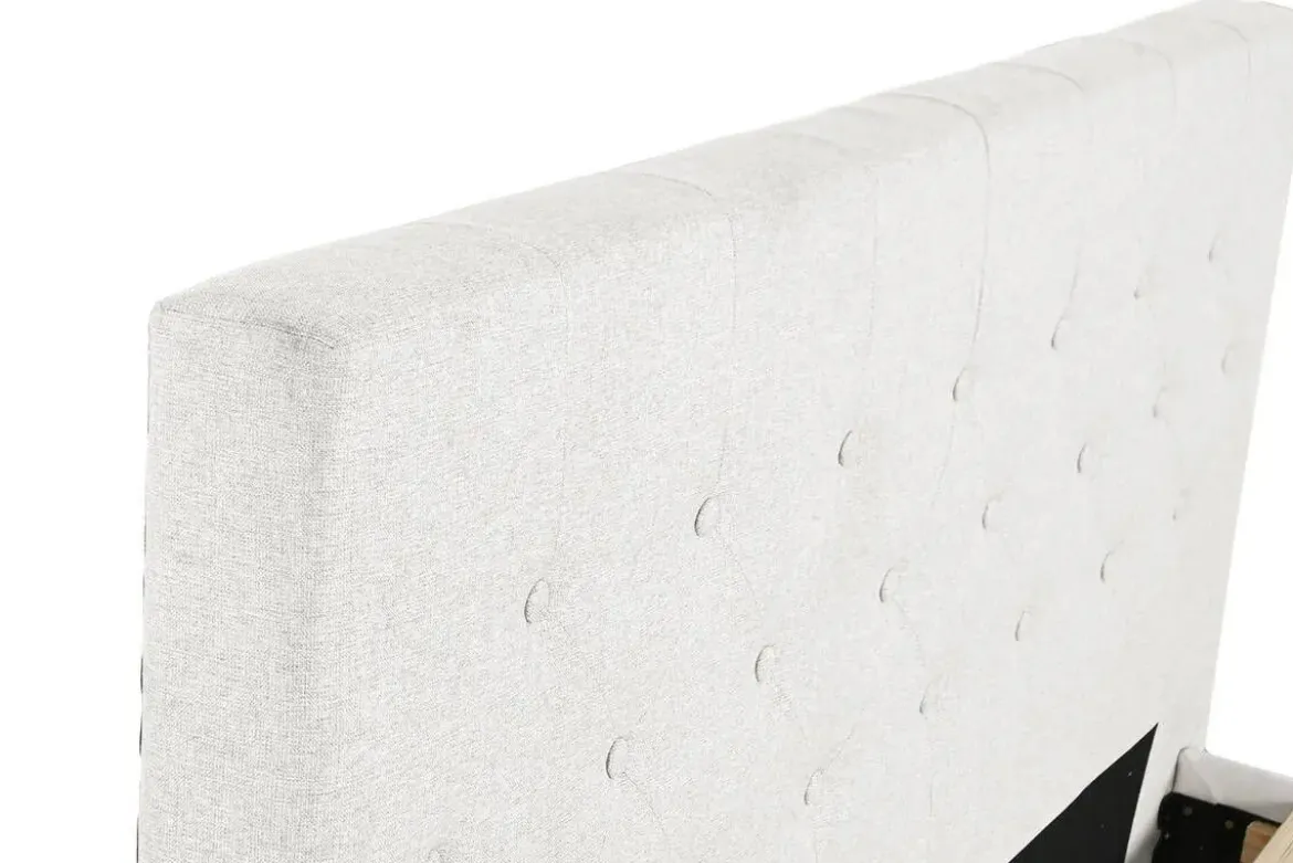 Cama Tapizada con Cabecero Acolchado en Poliéster Blanco MB-222042