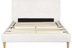 Cama Tapizada con Cabecero Acolchado en Poliéster Blanco MB-222042