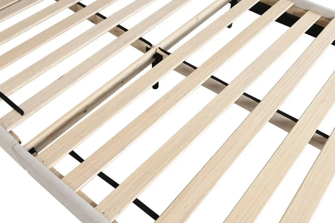 Cama Tapizada con Cabecero Acolchado en Poliéster Blanco MB-222042