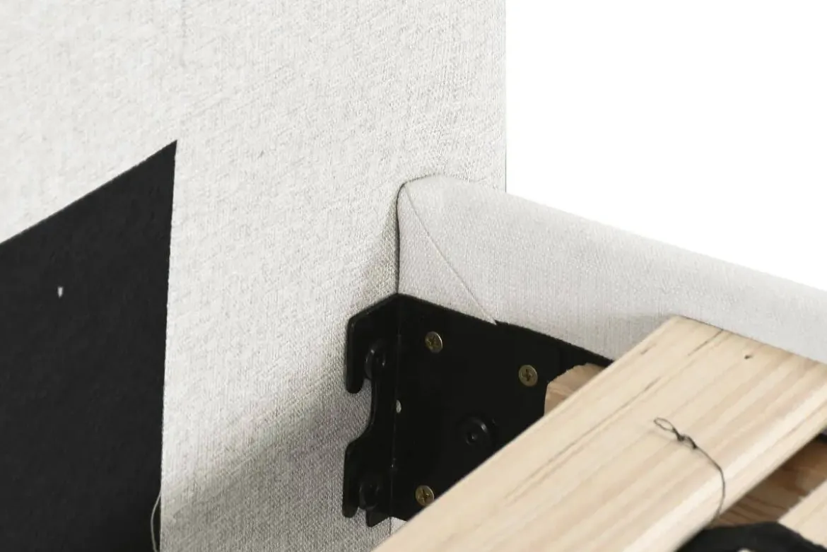 Cama Tapizada con Cabecero Acolchado en Poliéster Blanco MB-222042