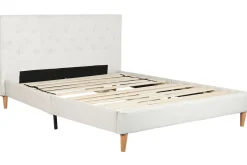 Cama Tapizada con Cabecero Acolchado en Poliéster Blanco MB-222042