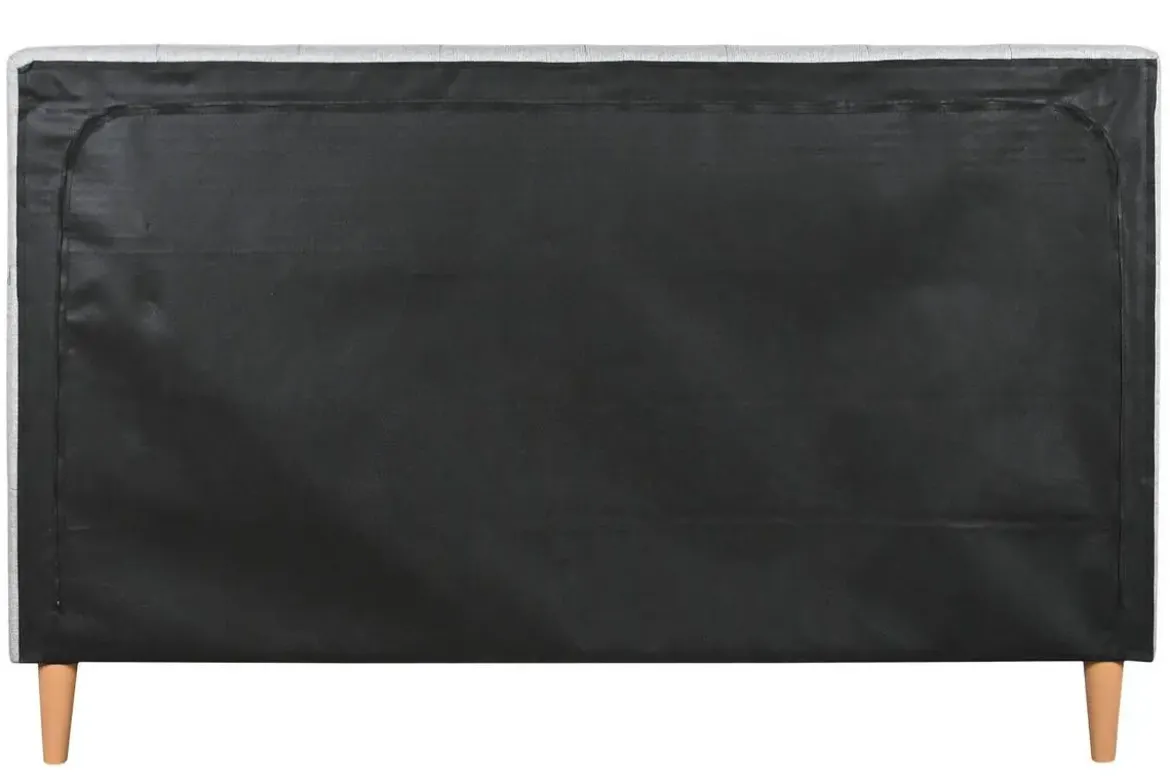 Cama Tapizada con Cabecero Acolchado en Poliéster Gris MB-222043