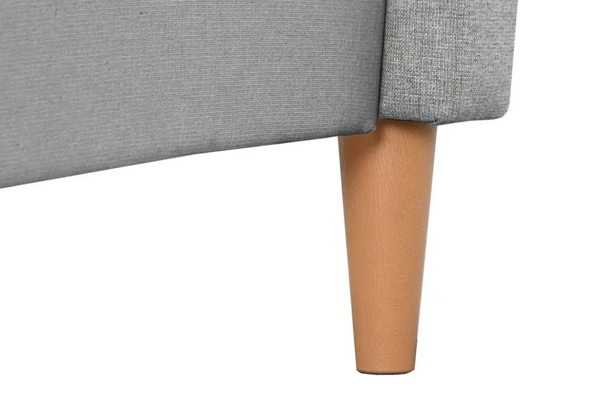 Cama Tapizada con Cabecero Acolchado en Poliéster Gris MB-222043