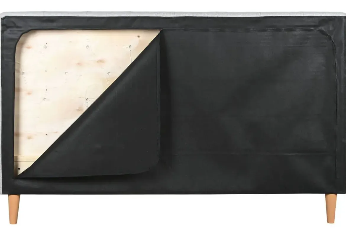 Cama Tapizada con Cabecero Acolchado en Poliéster Gris MB-222043