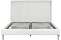 Cama Tapizada en Poliéster con Estructura Metálica Color Gris Claro MB-220061