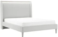 Cama Tapizada en Poliéster con Estructura Metálica Color Gris Claro MB-220061
