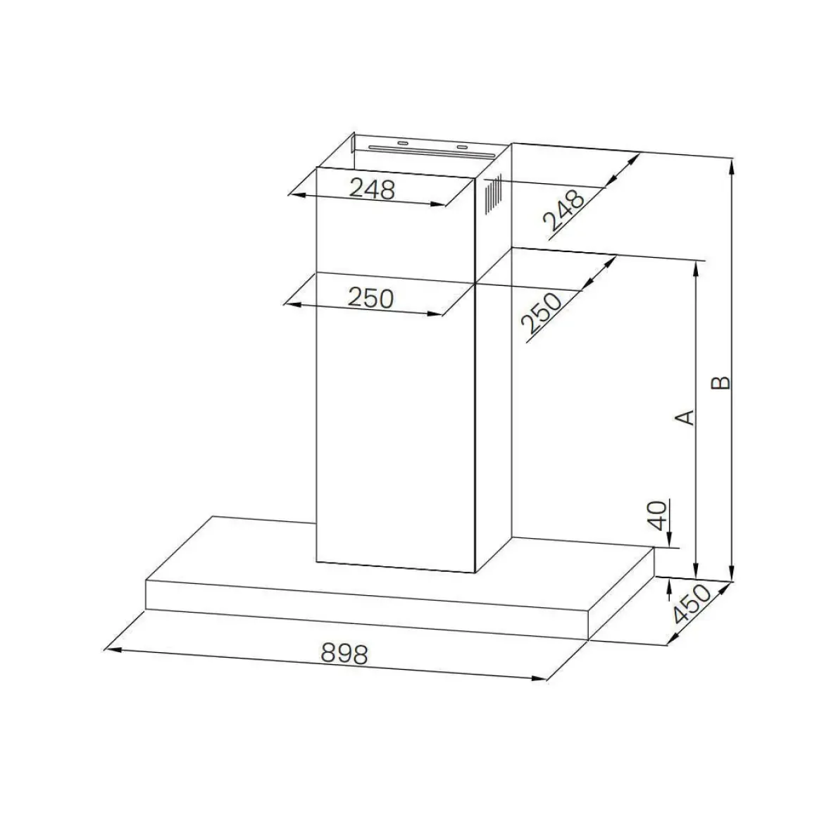 Campana Decorativa Invertida Inox 90cm 400m3/h Infiniton CMPTTSH9B63X