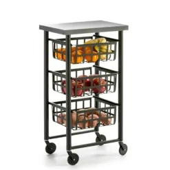 Carrito de Cocina de Acero Inoxidable FIFTY-FIFTY Negro 3451