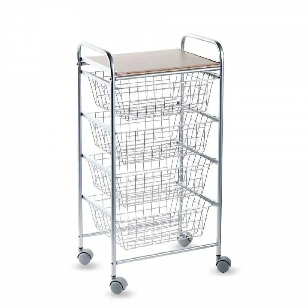 Carrito de Cocina de Acero Inoxidable y Madera Efecto Alistonado Gris A000428B
