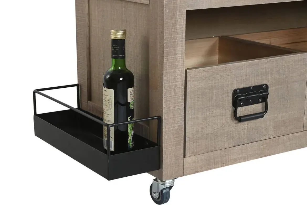 Carro Bar Auxiliar de Madera de Hevea con Ruedas MB-224108