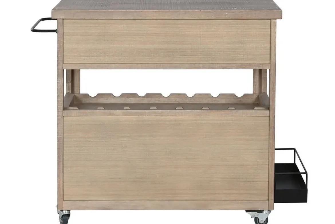 Carro Bar Auxiliar de Madera de Hevea con Ruedas MB-224108