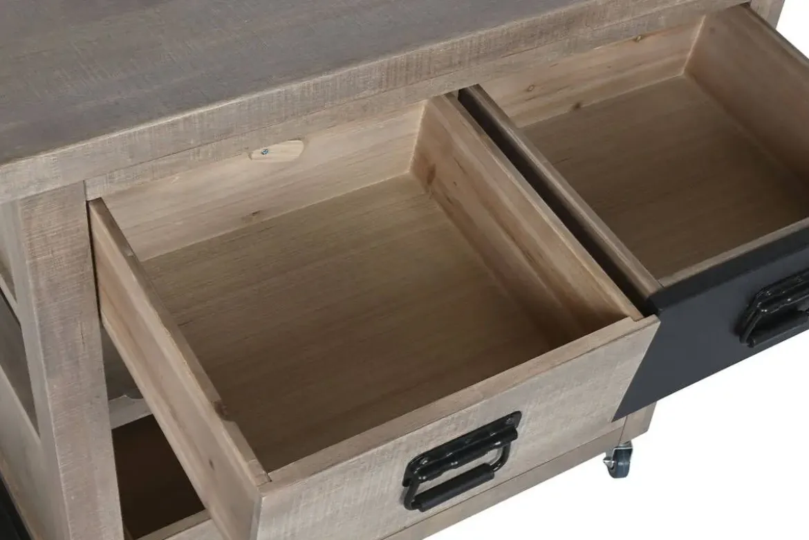 Carro Bar Auxiliar de Madera de Hevea con Ruedas MB-224108