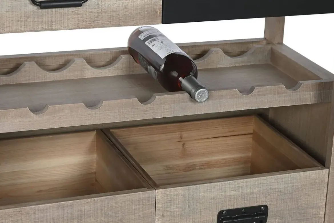 Carro Bar Auxiliar de Madera de Hevea con Ruedas MB-224108