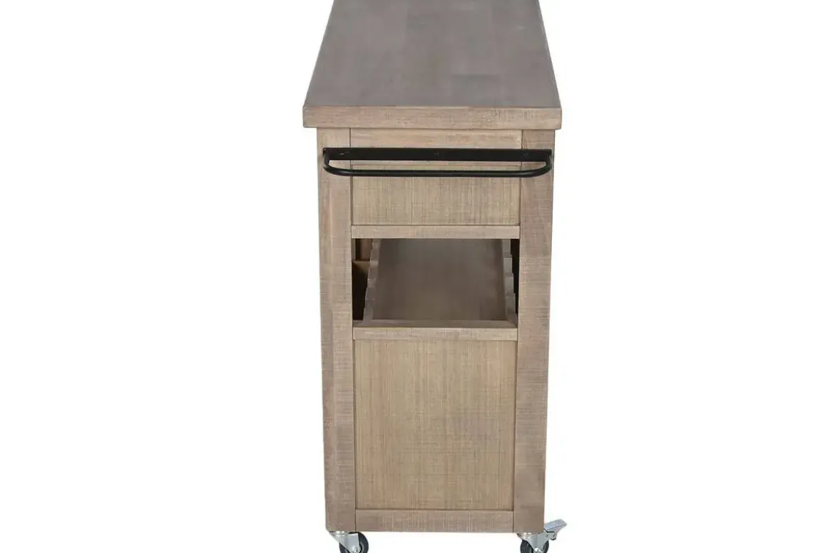Carro Bar Auxiliar de Madera de Hevea con Ruedas MB-224108