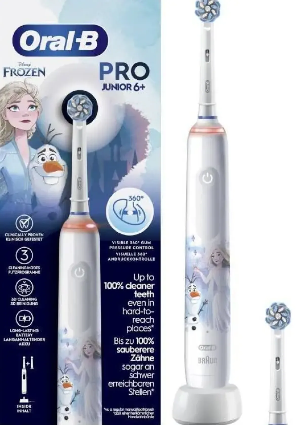 Cepillo Eléctrico Braun Oral-B Pro 6 Junior Frozen + Recambios 8006540774724