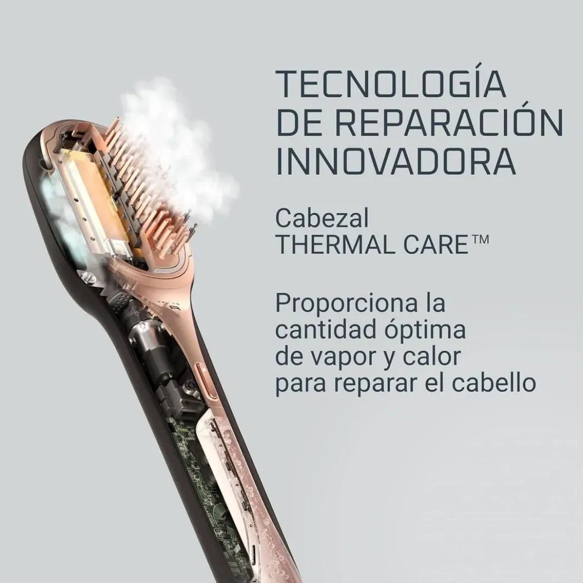 Cepillo Moldeador Reparador Rowenta Hair Therapist™ Tecnología Thermal Care Negro CF9940
