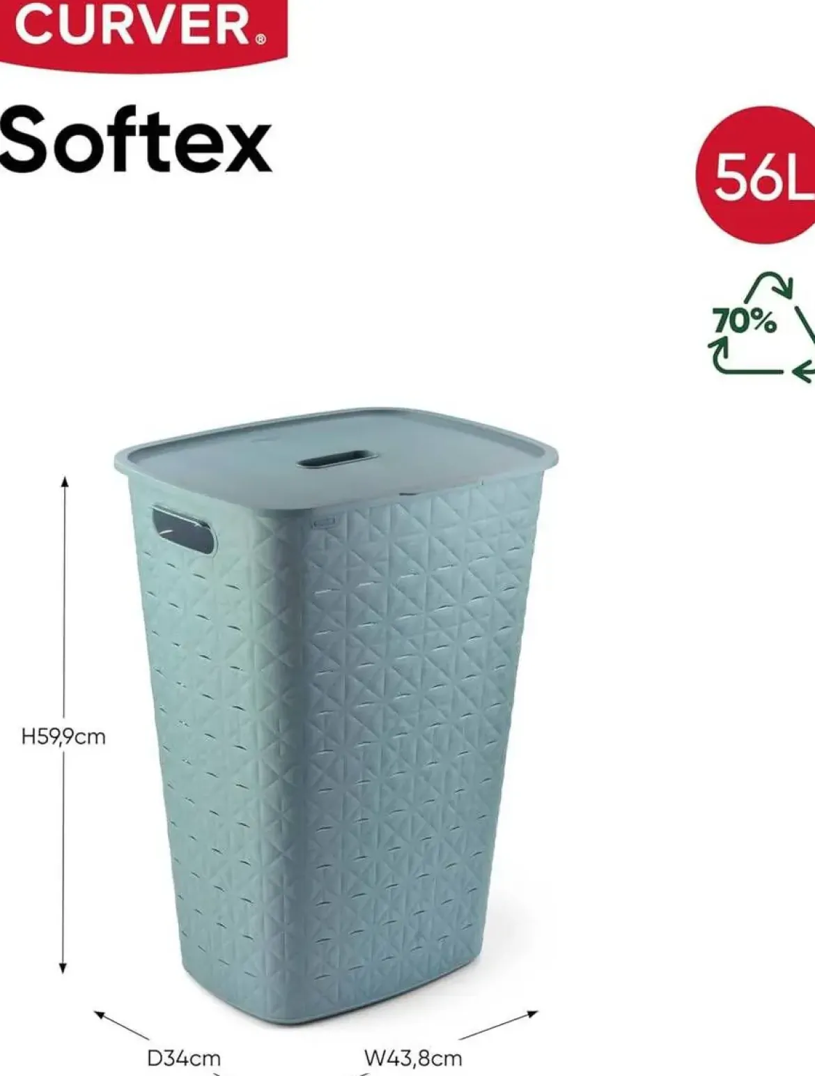 Cesto de Ropa 56L en color Azul Bruma SOFTEX