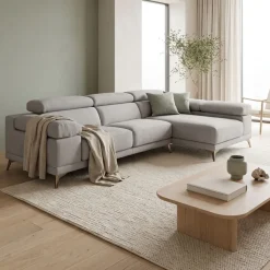 Chaise Longue con Asientos Deslizantes Tapizado en Tela Derecha NIZA