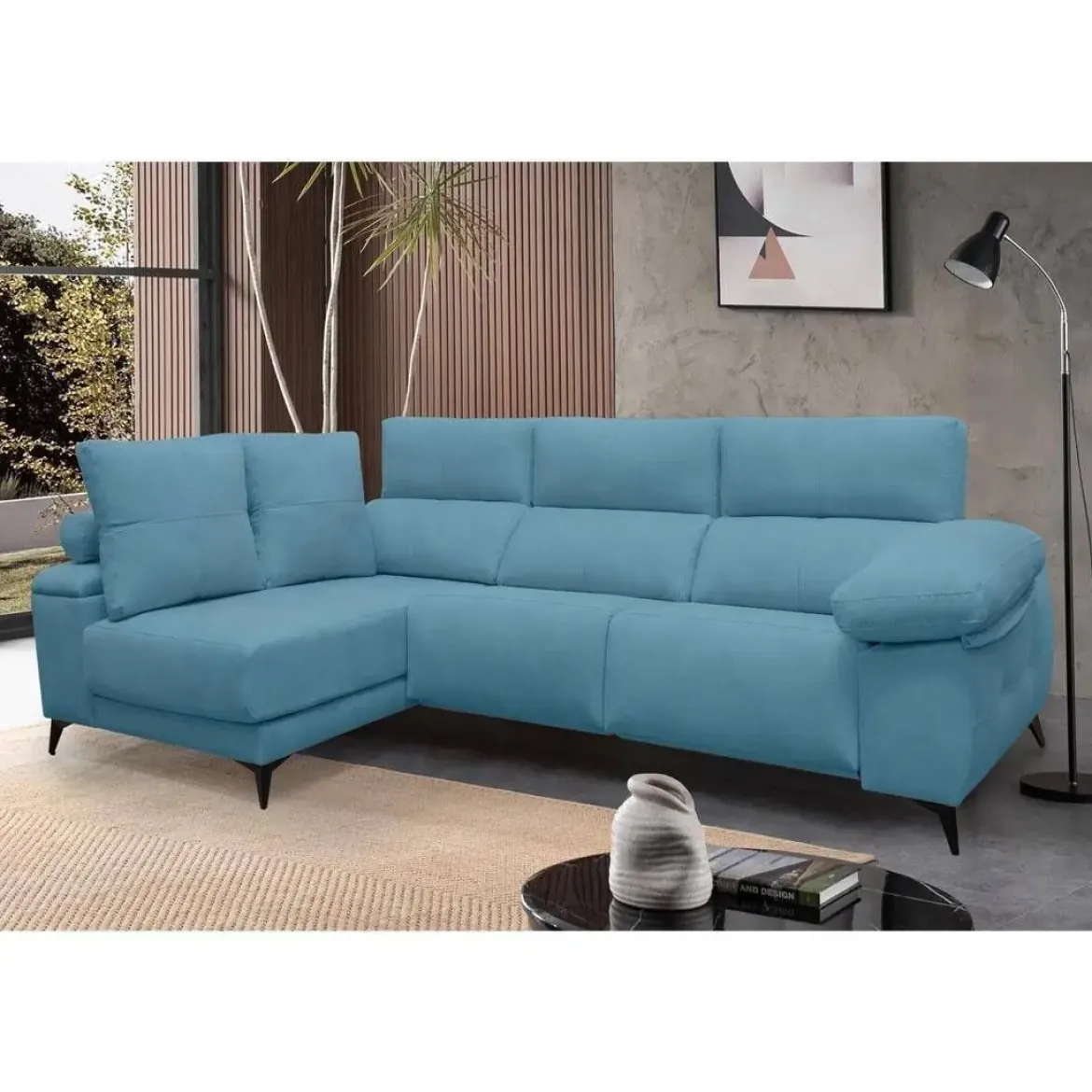 Chaise Longue Eléctrico con Arcón Izquierda Tapizado en Tela DANA