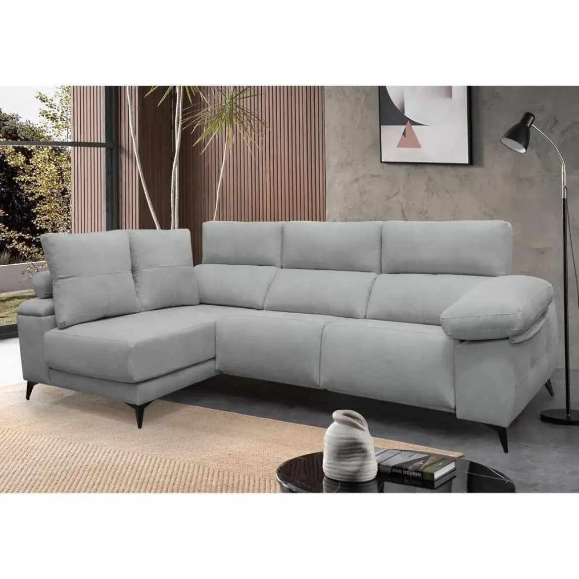 Chaise Longue Eléctrico con Arcón Izquierda Tapizado en Tela DANA