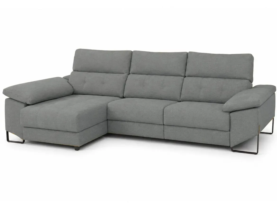 Chaiselongue Izquierda 312 cm Relax Eléctrico con Arcón Tapizado en Poliéster XENA