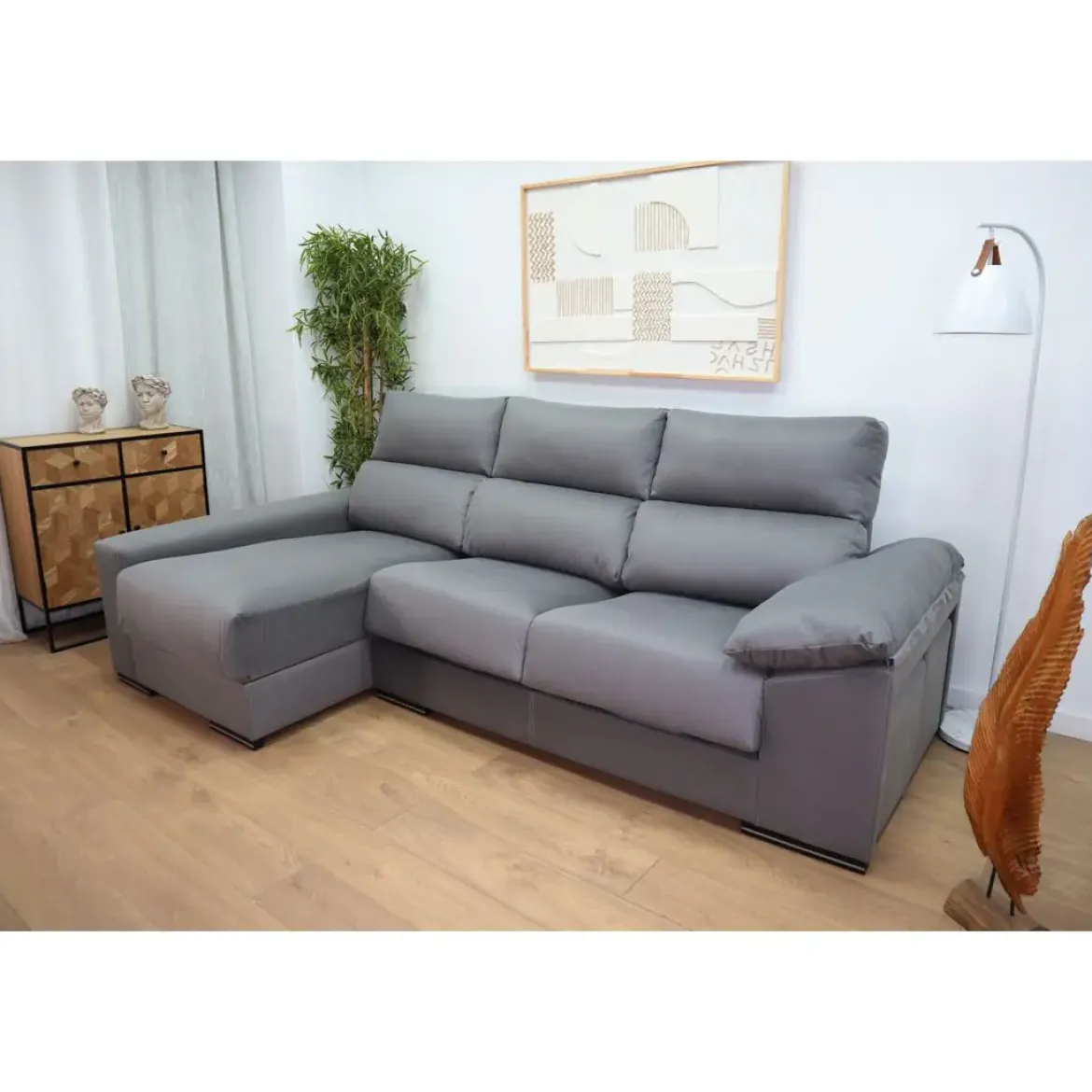 Chaise Longue Izquierda con Arcón y 2 puff ARIEL