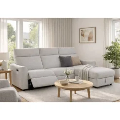 Chaise Longue Relax Eléctrico Reversible con Arcón Tapizado en Tela CHARLOTE