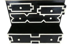Cómoda Artesanal de Hueso Negra con Taracea Hecha a Mano MB-217978
