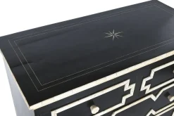 Cómoda Artesanal de Hueso Negra con Taracea Hecha a Mano MB-217978