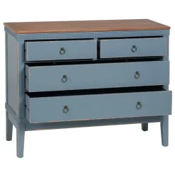Cómoda Azul de Madera con 4 Cajones y Patas Altas 115 cm 610590