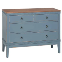 Cómoda Azul de Madera con 4 Cajones y Patas Altas 115 cm 610590