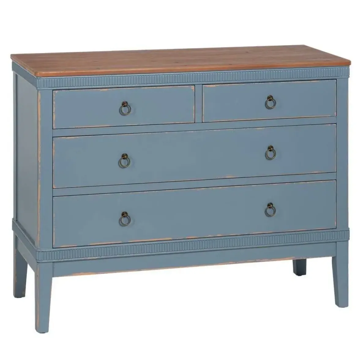 Cómoda Azul de Madera con 4 Cajones y Patas Altas 115 cm 610590