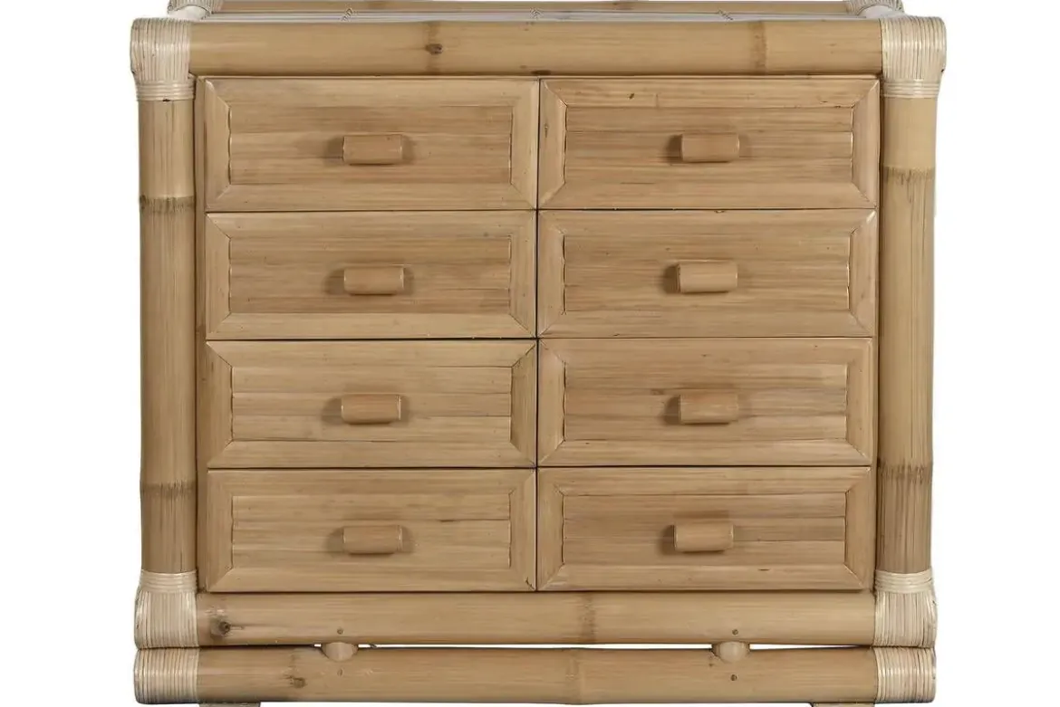 Cómoda de Dormitorio en Bambú y Ratán Natural MB-221751