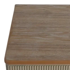 Cómoda de Dormitorio Estructura en Madera Natural y Crema Envejecido 4 Cajones 615204